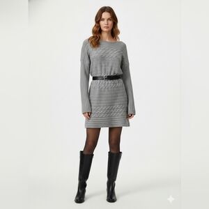 ALPHA Massimo Rebecchi Cashmere-Wool Cable Knit Sweater Dress